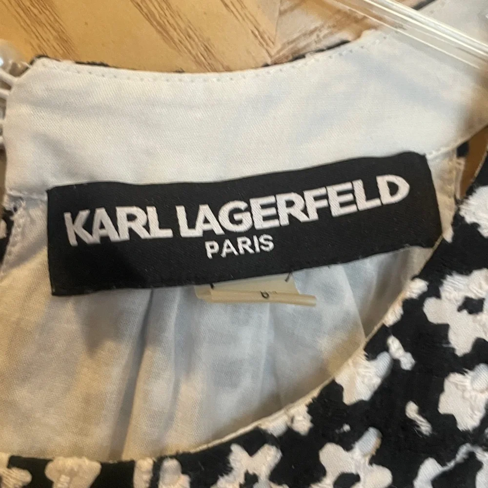 Karl lagerfeld black and white sleeveless eyelet dress size 8 - Picture 4 of 7